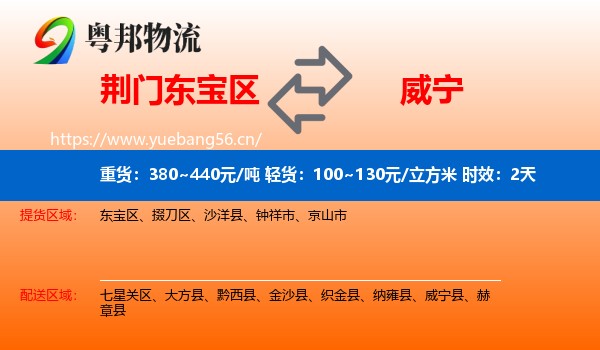 荆门东宝区到威宁县物流专线名片