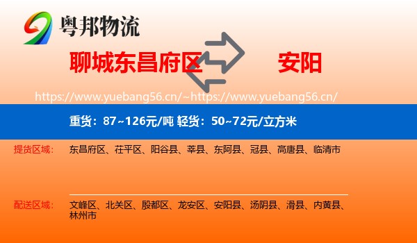 聊城东昌府区到安阳物流