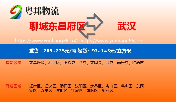 聊城东昌府区到武汉物流