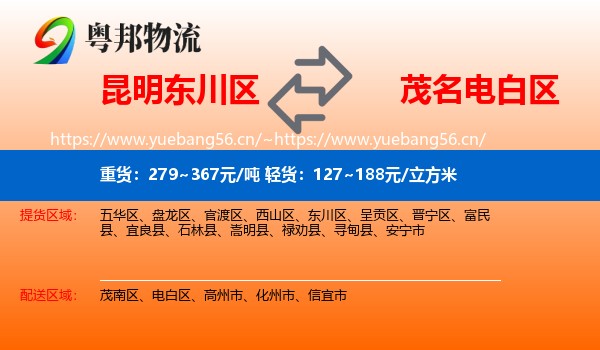 昆明东川区到电白区物流