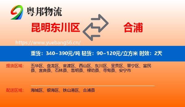 昆明东川区到合浦县物流专线名片