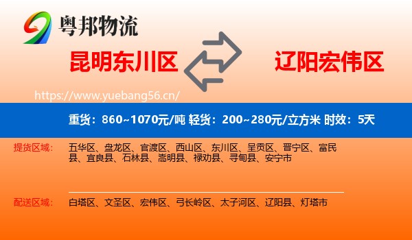 昆明东川区到宏伟区物流专线名片