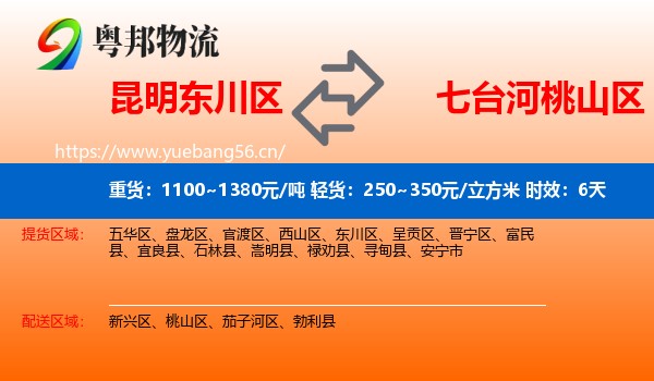 昆明东川区到桃山区物流专线名片