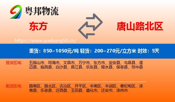 东方到路北区物流专线名片