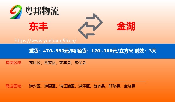 东丰到金湖县物流专线名片