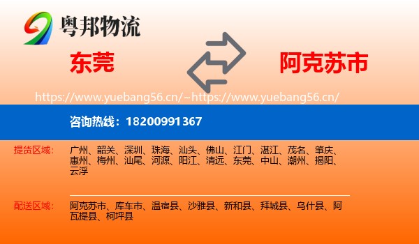 东莞到阿克苏市物流