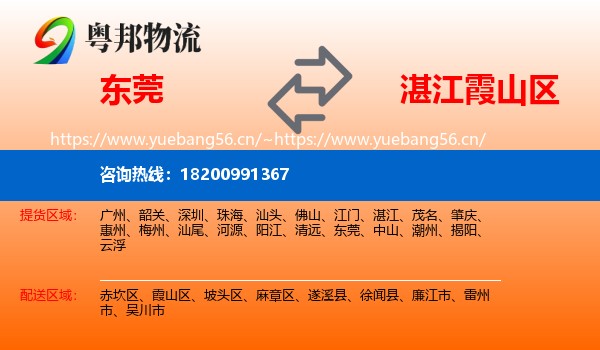 东莞到霞山区物流