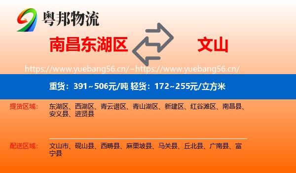 南昌东湖区到文山物流