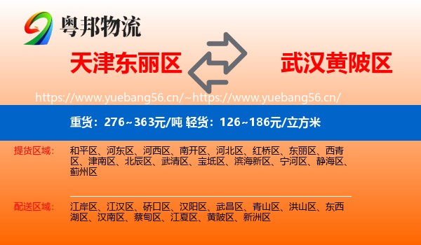 天津东丽区到黄陂区物流