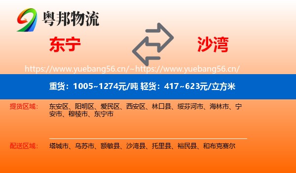 东宁到沙湾县物流