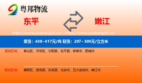 东平到嫩江市物流