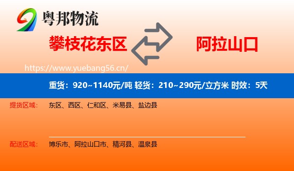 攀枝花东区到阿拉山口市物流专线名片