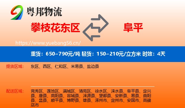 攀枝花东区到阜平县物流专线名片