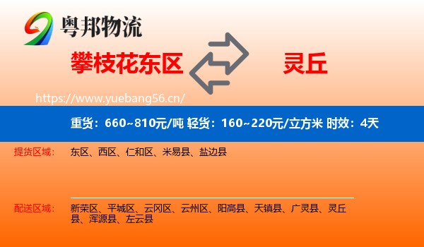 攀枝花东区到灵丘县物流专线名片
