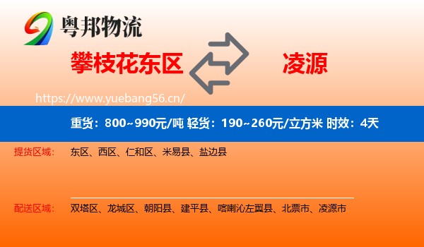 攀枝花东区到凌源市物流专线名片
