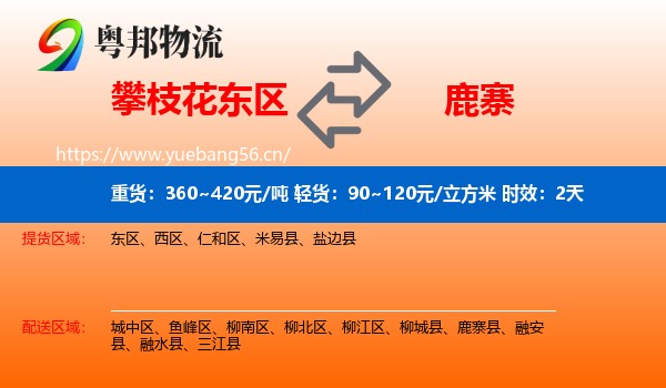 攀枝花东区到鹿寨县物流专线名片