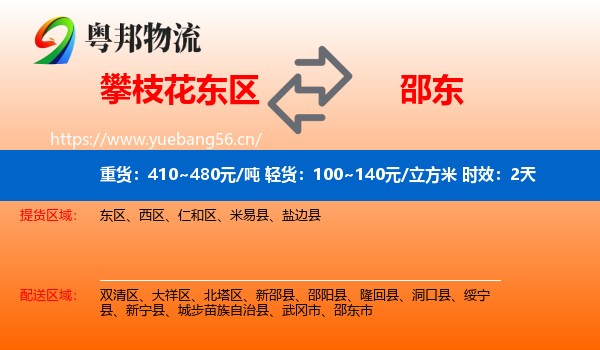 攀枝花东区到邵东市物流专线名片