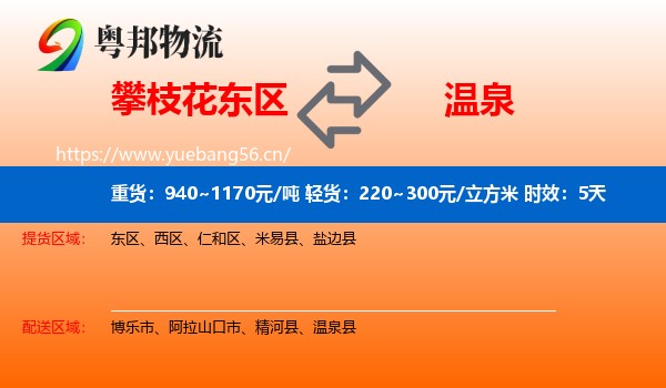 攀枝花东区到温泉县物流专线名片