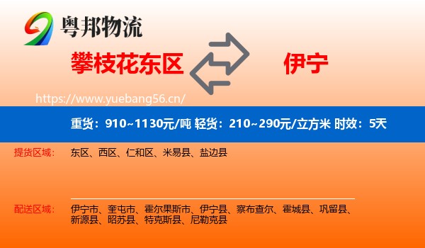 攀枝花东区到伊宁县物流专线名片