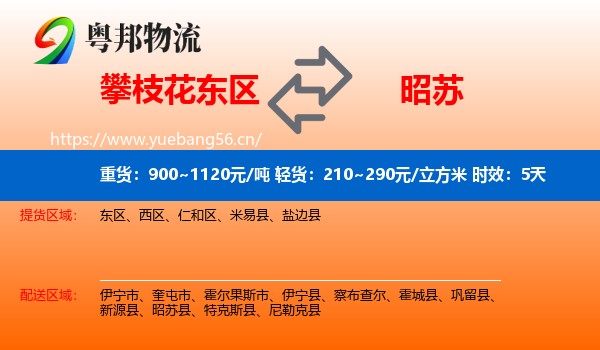 攀枝花东区到昭苏县物流专线名片
