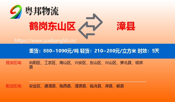 鹤岗东山区到漳县物流专线名片