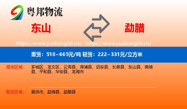 东山到勐腊县物流