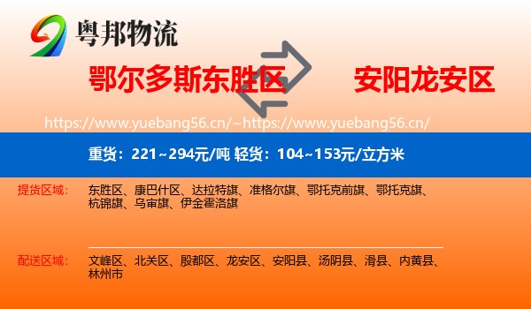 鄂尔多斯东胜区到龙安区物流