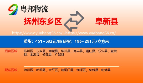 抚州东乡区到阜新县物流
