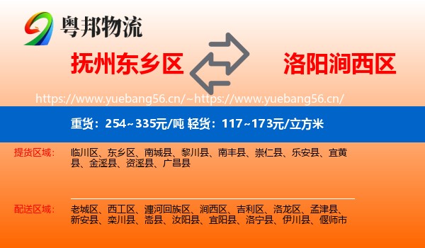 抚州东乡区到涧西区物流