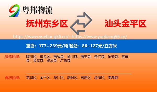 抚州东乡区到金平区物流