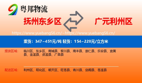 抚州东乡区到利州区物流