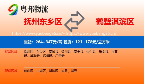 抚州东乡区到淇滨区物流