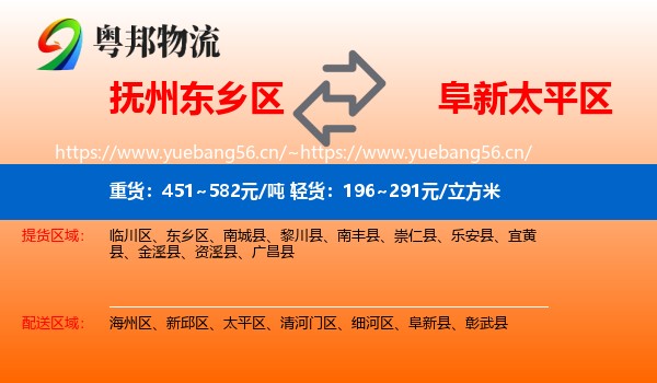 抚州东乡区到太平区物流