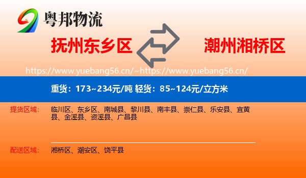 抚州东乡区到湘桥区物流