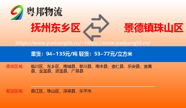 抚州东乡区到珠山区物流