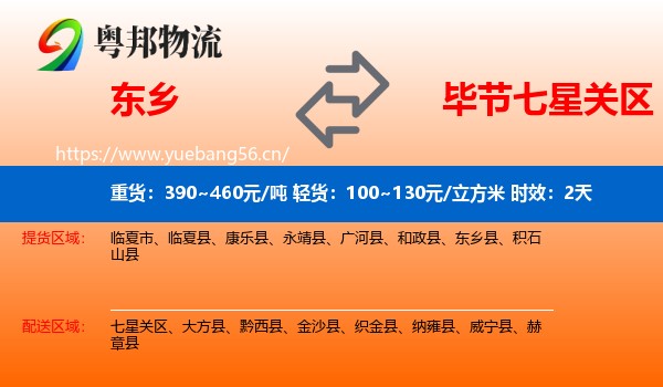 东乡到七星关区物流专线名片