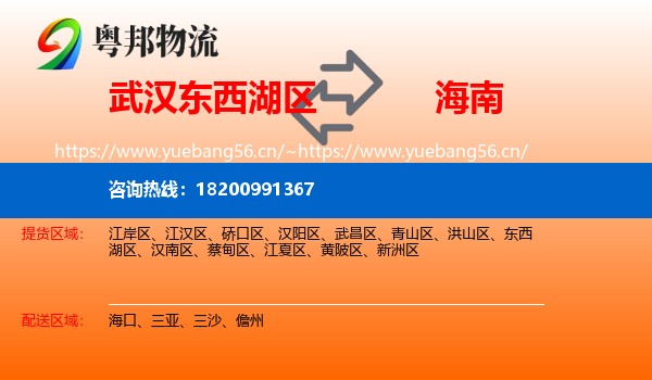 东西湖区到海南物流专线
