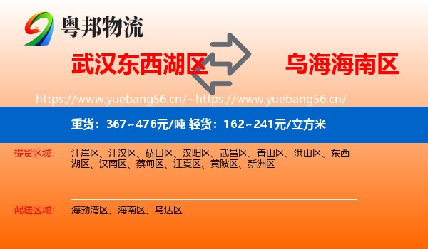 武汉东西湖区到海南区物流