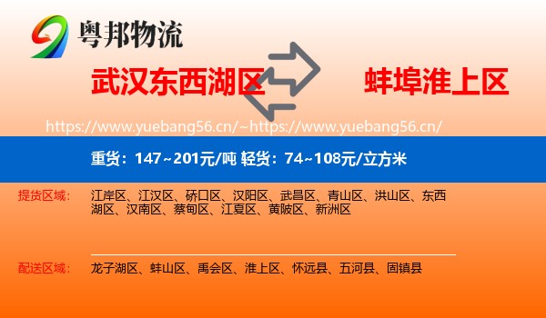 武汉东西湖区到淮上区物流