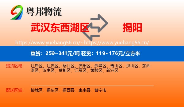 武汉东西湖区到揭阳物流