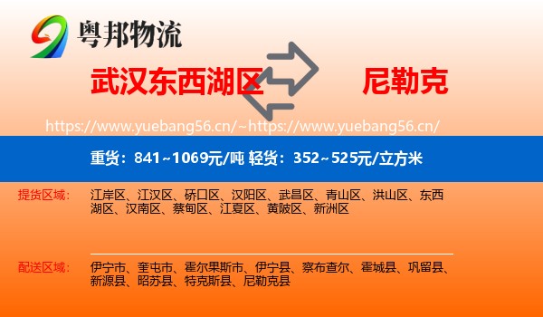 武汉东西湖区到尼勒克县物流