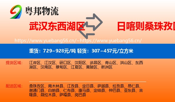 武汉东西湖区到桑珠孜区物流