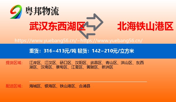 武汉东西湖区到铁山港区物流