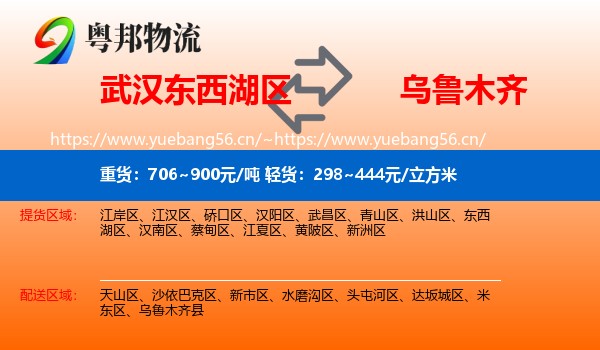 武汉东西湖区到乌鲁木齐物流