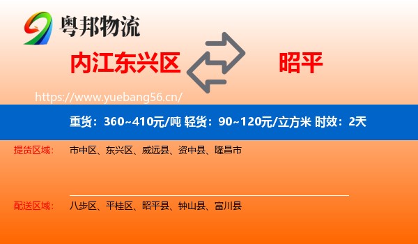 内江东兴区到昭平县物流专线名片