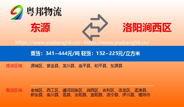 东源到涧西区物流