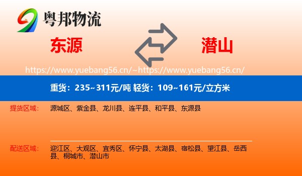 东源到潜山市物流
