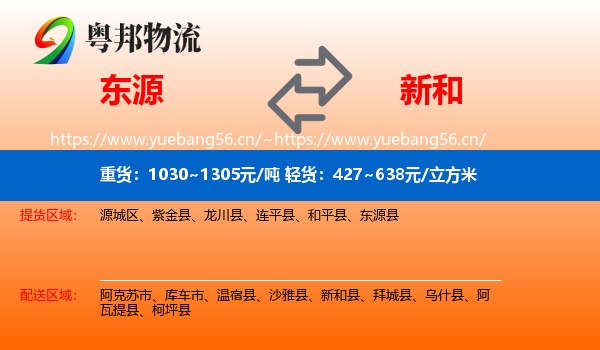 东源到新和县物流