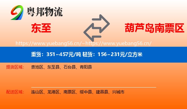 东至到南票区物流