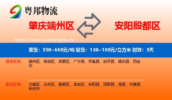 肇庆端州区到殷都区物流专线名片